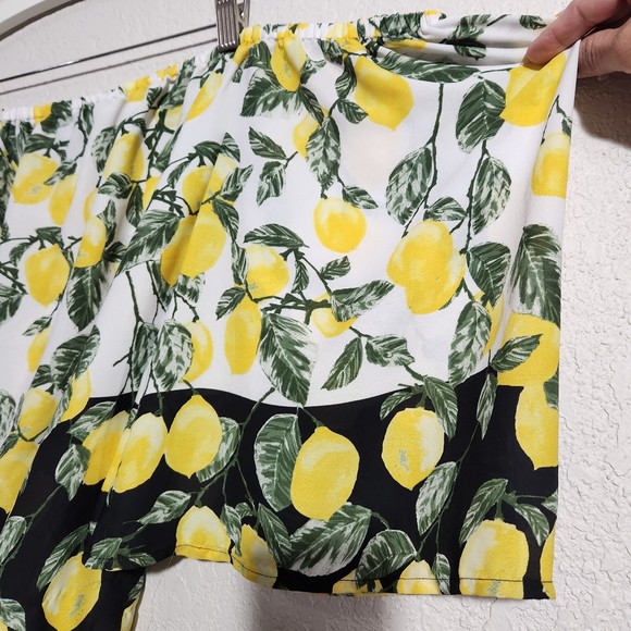 INC White Black & Yellow Flowy Tube Top w/Lemon Print All Over Sz. S - Picture 3 of 11